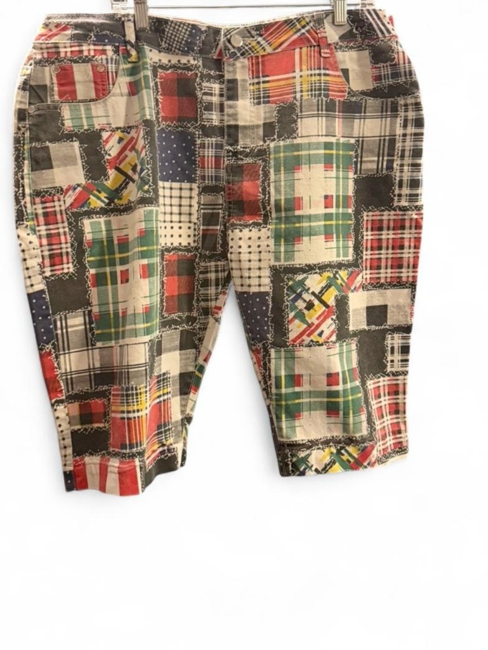 Multi-colored patchwork madras plaid men’s size 40